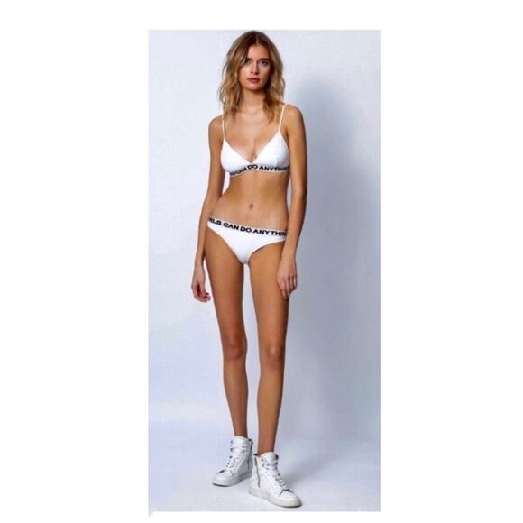 Zadig & Voltaire Triangle Logo Bikini in White. - Picture 2 of 11
